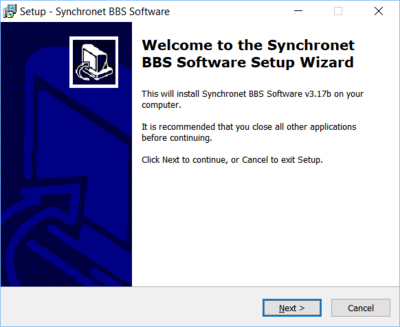 Synchronet for Windows install welcome