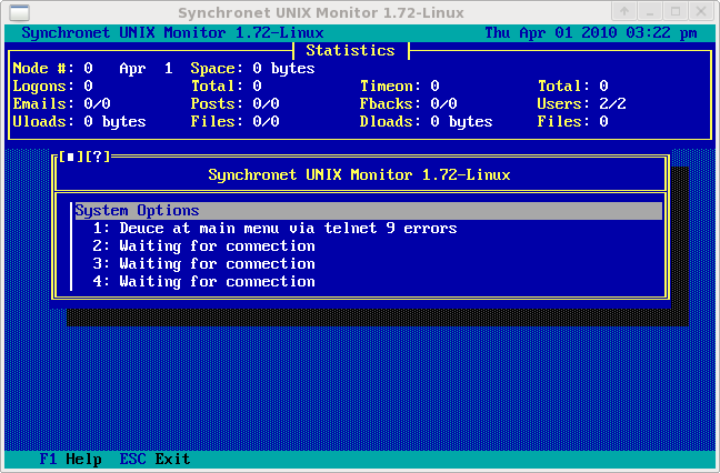 UNIX Monitor screen shot