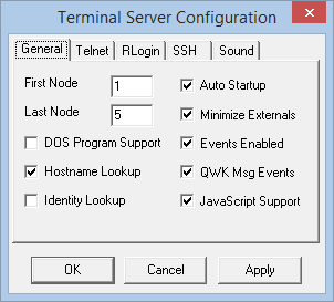 New option to disable DOS Program Support in the Terminal Server Configuration dialog of the Synchronet Control Panel