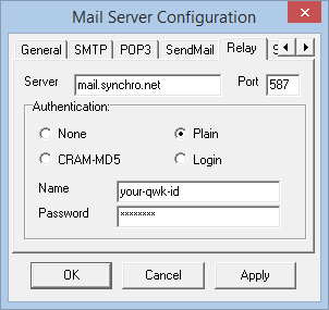 Synchronet Mail Server configuration for relaying through Vertrauen